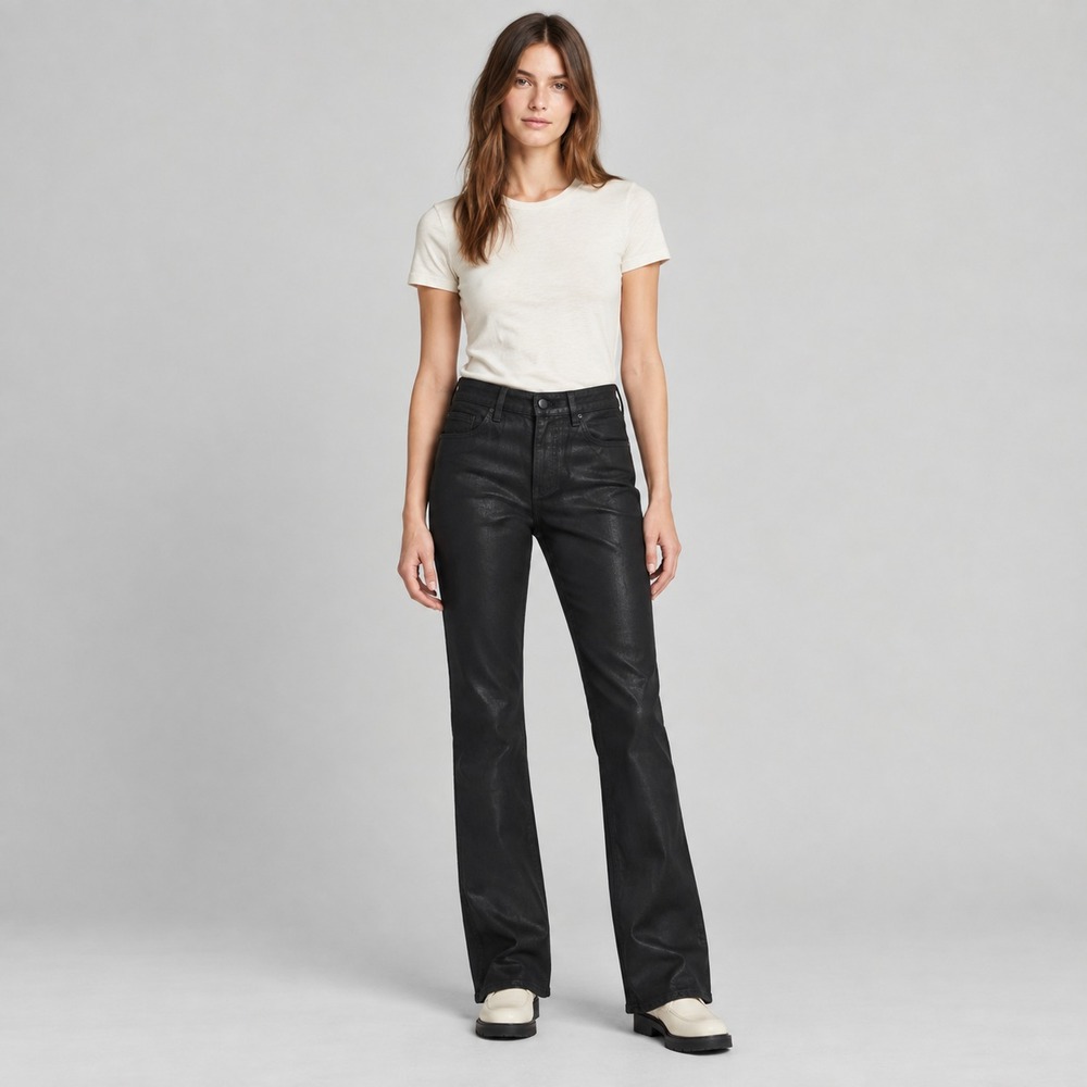 GRLFRND Womens Jeans 28 HAILEY Slim Bootcut Flare Slit Manhattan Coated USA MADE